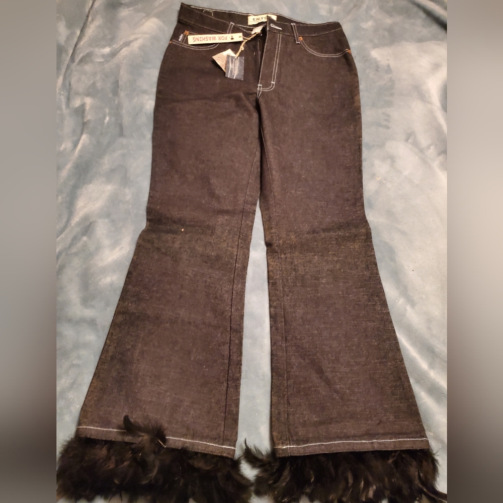 Enyce jeans with detachable real feathers size 29